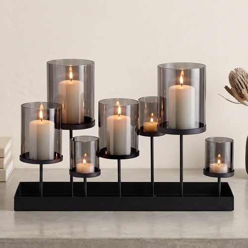 Windlicht set rauchglas - set,