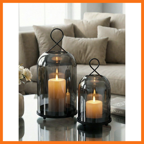 Windlicht schwarz 2er set - 2er,