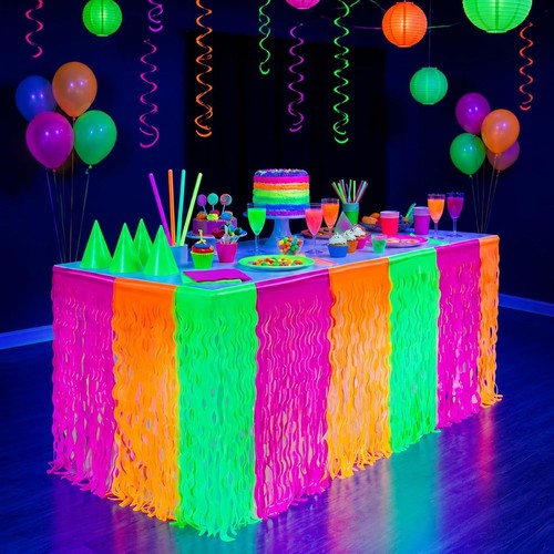 Neon tischrock seide 3er set - tischrock,