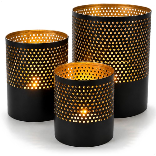 3er set windlichter - set, metall